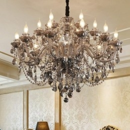 Μεγάλος πολυέλαιος 18 Lights Retro Grey Color K9 Crystal Candle Large Chandelier