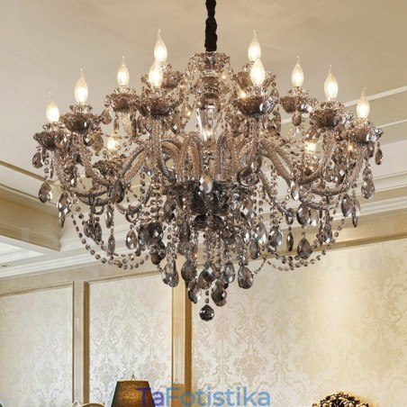 Μεγάλος πολυέλαιος 18 Lights Retro Grey Color K9 Crystal Candle Large Chandelier Μεγάλος πολυέλαιος 18 Lights Retro Grey Color K9 Crystal Candle Large Chandelier
