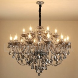 Μεγάλος πολυέλαιος 18 Lights Retro Grey Color K9 Crystal Candle Large Chandelier