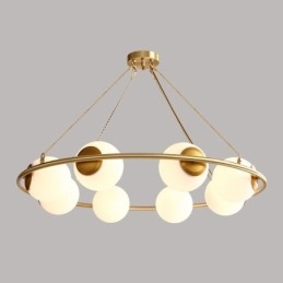 Στρογγυλός πολυέλαιος Ρουστίκ Lodge σε στυλ Pure Brass Bean με λευκές αποχρώσεις