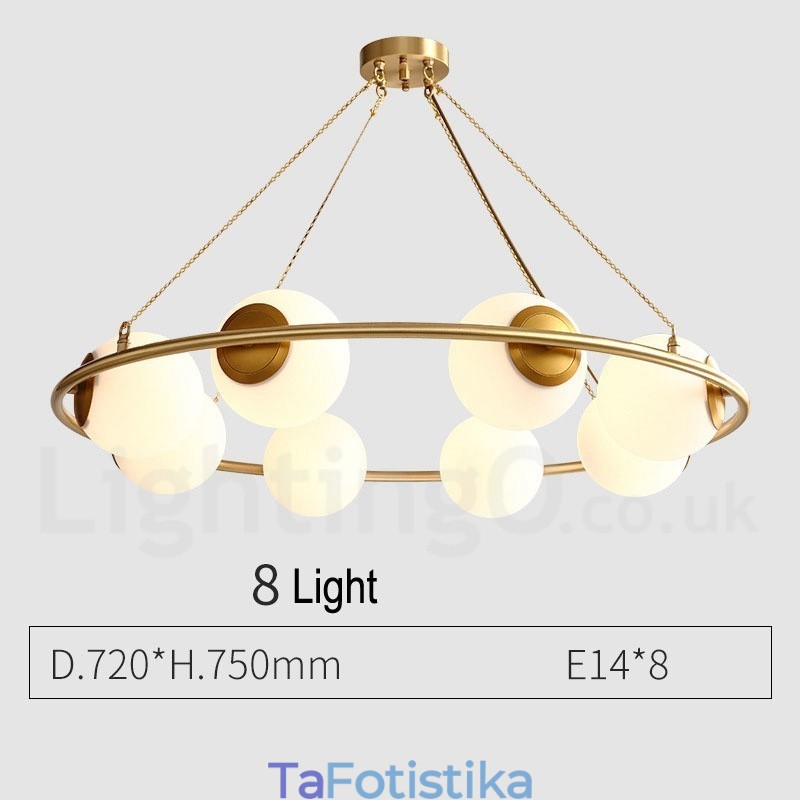Στρογγυλός πολυέλαιος Ρουστίκ Lodge σε στυλ Pure Brass Bean με λευκές αποχρώσεις