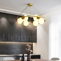 Στρογγυλός πολυέλαιος Ρουστίκ Lodge σε στυλ Pure Brass Bean με λευκές αποχρώσεις