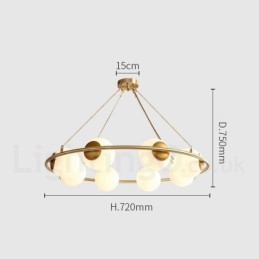Στρογγυλός πολυέλαιος Ρουστίκ Lodge σε στυλ Pure Brass Bean με λευκές αποχρώσεις