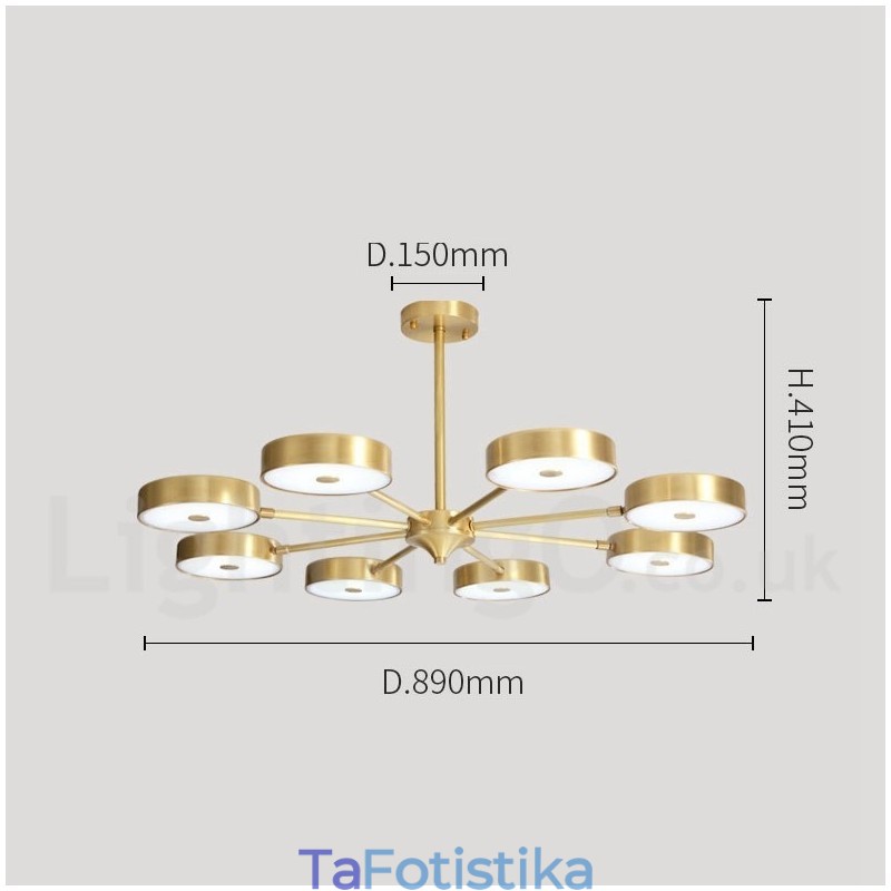 Περιστρεφόμενος πολυέλαιος Pure Brass Rustic Lodge με ακρυλικές αποχρώσεις