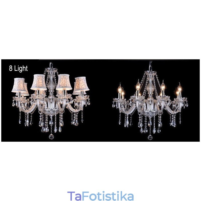 Clear Candle Large K9 Crystal Chandelier with Shades