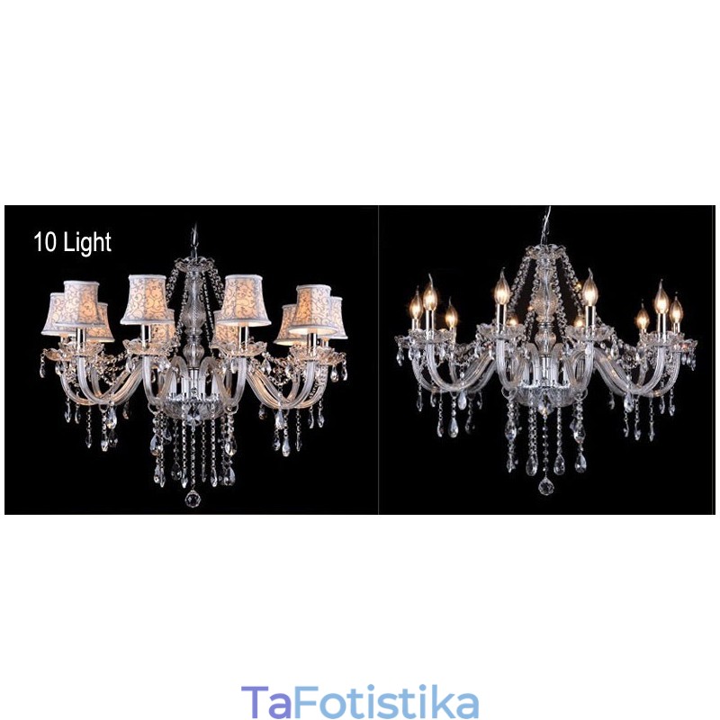 Clear Candle Large K9 Crystal Chandelier with Shades