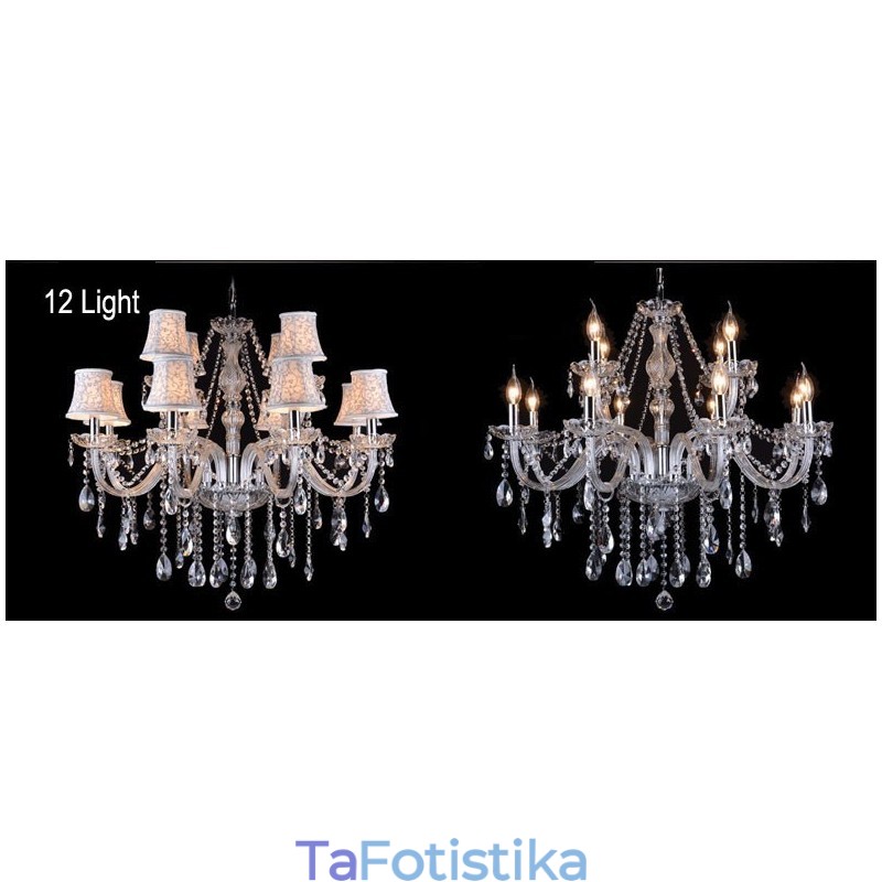 Clear Candle Large K9 Crystal Chandelier with Shades