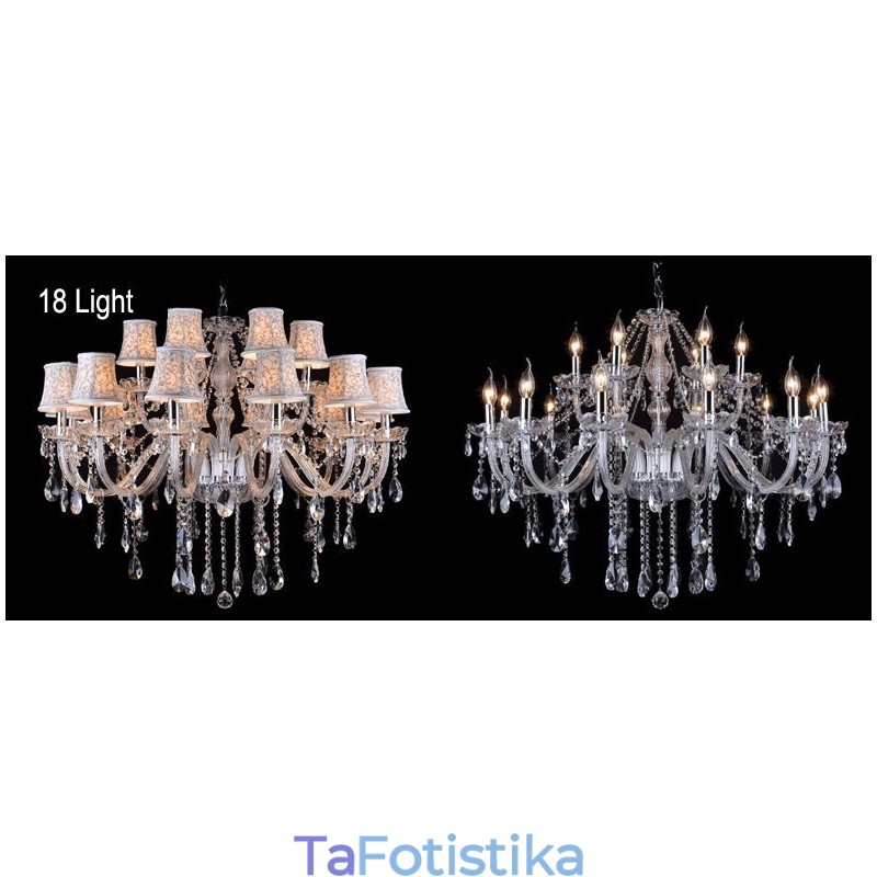 Clear Candle Large K9 Crystal Chandelier with Shades