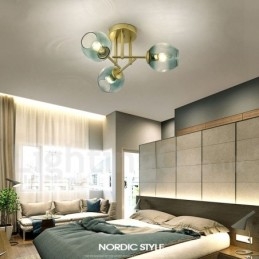 Πολυέλαιος από ανοξείδωτο ατσάλι 3 Light Rustic Lodge με διαφανείς ή μπλε αποχρώσεις από γυαλί