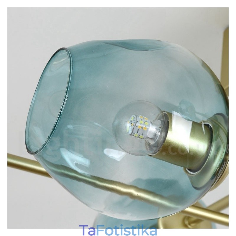 Πολυέλαιος από ανοξείδωτο ατσάλι 3 Light Rustic Lodge με διαφανείς ή μπλε αποχρώσεις από γυαλί