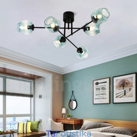 Πολυέλαιος 6 Light Rustic Lodge από ανοξείδωτο ατσάλι με διαφανείς ή μπλε αποχρώσεις από γυαλί Πολυέλαιος 6 Light Rustic Lodge από ανοξείδωτο ατσάλι με διαφανείς ή μπλε αποχρώσεις από γυαλί