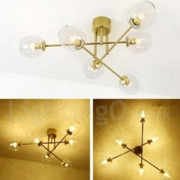 Πολυέλαιος 6 Light Rustic Lodge από ανοξείδωτο ατσάλι με διαφανείς ή μπλε αποχρώσεις από γυαλί