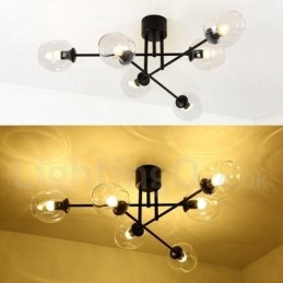 Πολυέλαιος 6 Light Rustic Lodge από ανοξείδωτο ατσάλι με διαφανείς ή μπλε αποχρώσεις από γυαλί