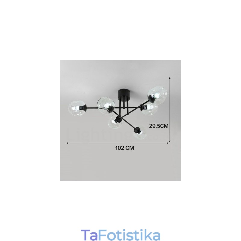 Πολυέλαιος 6 Light Rustic Lodge από ανοξείδωτο ατσάλι με διαφανείς ή μπλε αποχρώσεις από γυαλί