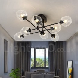 Πολυέλαιος 8 Light Rustic Lodge από ανοξείδωτο ατσάλι με διαφανείς ή μπλε αποχρώσεις από γυαλί