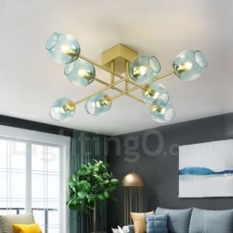 Πολυέλαιος 8 Light Rustic Lodge από ανοξείδωτο ατσάλι με διαφανείς ή μπλε αποχρώσεις από γυαλί