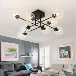 Πολυέλαιος 8 Light Rustic Lodge από ανοξείδωτο ατσάλι με διαφανείς ή μπλε αποχρώσεις από γυαλί