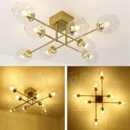 Πολυέλαιος 8 Light Rustic Lodge από ανοξείδωτο ατσάλι με διαφανείς ή μπλε αποχρώσεις από γυαλί