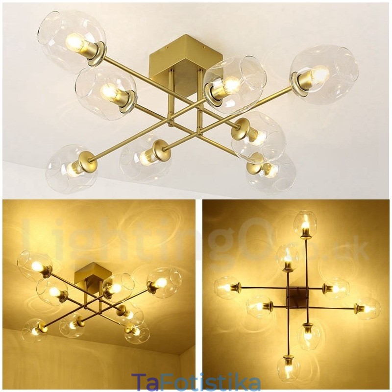 Πολυέλαιος 8 Light Rustic Lodge από ανοξείδωτο ατσάλι με διαφανείς ή μπλε αποχρώσεις από γυαλί