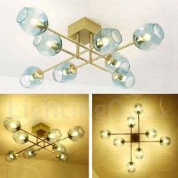 Πολυέλαιος 8 Light Rustic Lodge από ανοξείδωτο ατσάλι με διαφανείς ή μπλε αποχρώσεις από γυαλί