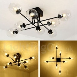 Πολυέλαιος 8 Light Rustic Lodge από ανοξείδωτο ατσάλι με διαφανείς ή μπλε αποχρώσεις από γυαλί