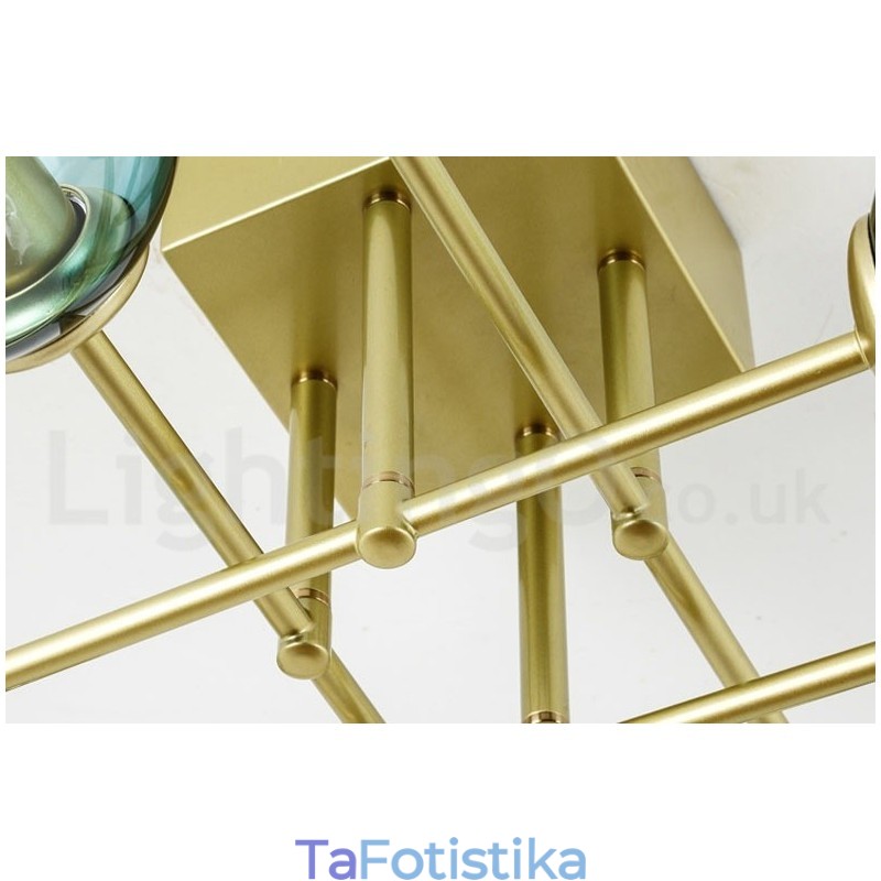 Πολυέλαιος 8 Light Rustic Lodge από ανοξείδωτο ατσάλι με διαφανείς ή μπλε αποχρώσεις από γυαλί