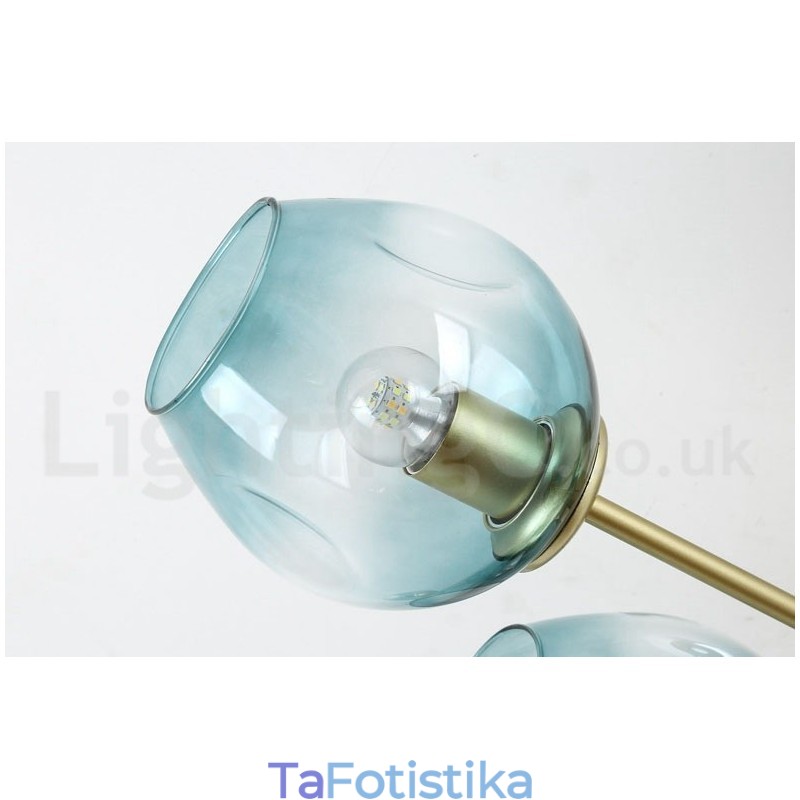 Πολυέλαιος 8 Light Rustic Lodge από ανοξείδωτο ατσάλι με διαφανείς ή μπλε αποχρώσεις από γυαλί