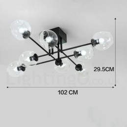 Πολυέλαιος 8 Light Rustic Lodge από ανοξείδωτο ατσάλι με διαφανείς ή μπλε αποχρώσεις από γυαλί