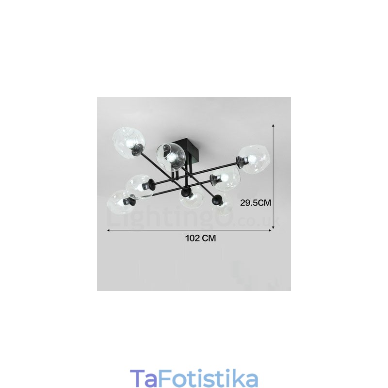 Πολυέλαιος 8 Light Rustic Lodge από ανοξείδωτο ατσάλι με διαφανείς ή μπλε αποχρώσεις από γυαλί