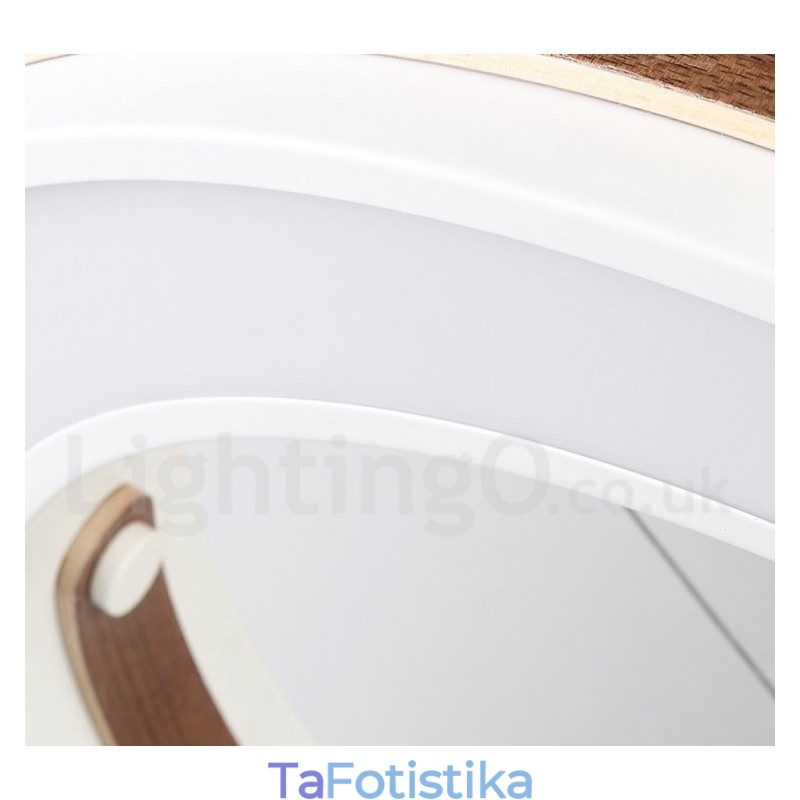 Δαχτυλίδι Πολλαπλών Χρωμάτων ξύλου Μοντέρνο Σύγχρονο Κρεμαστό Φωτιστικό με Ακρυλική Απόχρωση