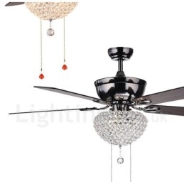 132 CM (52") Φωτιστικό ανεμιστήρα οροφής με τηλεχειριστήριο ρετρό ξύλου αμερικανικού στιλ με μοτέρ καθαρού χαλκού Crystal Shade Mute