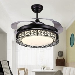 108CM (42") 91CM(36") Μοντέρνο μοντέρνο φωτιστικό ανεμιστήρα οροφής με κοίλο τηλεχειριστήριο με μοτέρ ακρυλικής σκιάς Mute Pure Copper