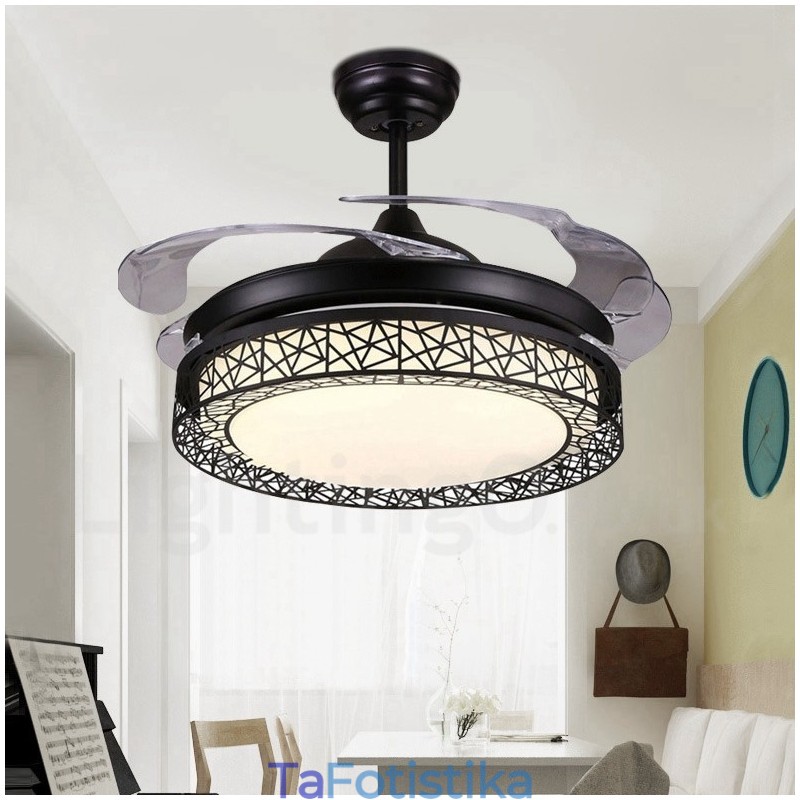 108CM (42") 91CM(36") Μοντέρνο μοντέρνο φωτιστικό ανεμιστήρα οροφής με κοίλο τηλεχειριστήριο με μοτέρ ακρυλικής σκιάς Mute Pure Copper
