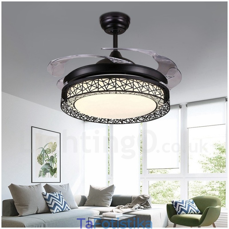 108CM (42") 91CM(36") Μοντέρνο μοντέρνο φωτιστικό ανεμιστήρα οροφής με κοίλο τηλεχειριστήριο με μοτέρ ακρυλικής σκιάς Mute Pure Copper