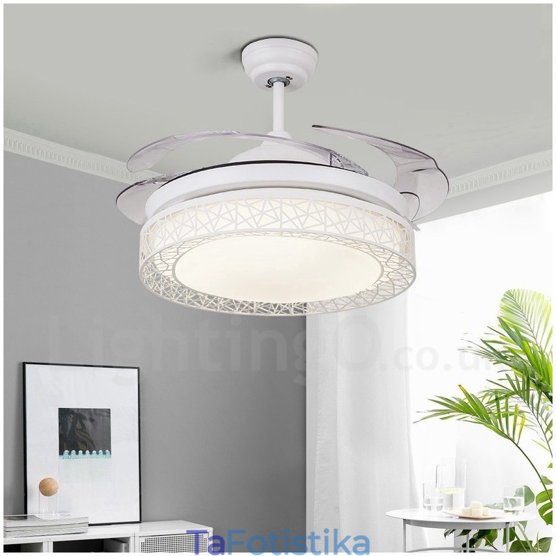 108CM (42") 91CM(36") Μοντέρνο μοντέρνο φωτιστικό ανεμιστήρα οροφής με κοίλο τηλεχειριστήριο με μοτέρ ακρυλικής σκιάς Mute Pure Copper