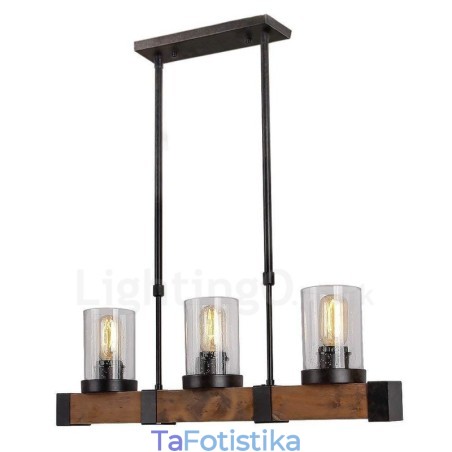 3 Light Vintage Ξύλινος Πολυέλαιος Industrial Wind Loft Wood Γραμμικό κρεμαστό φωτιστικό 3 Light Vintage Ξύλινος Πολυέλαιος Industrial Wind Loft Wood Γραμμικό κρεμαστό φωτιστικό