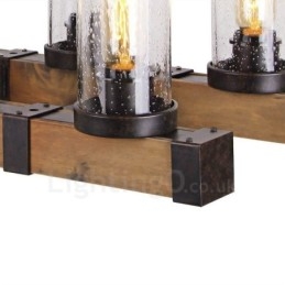 6 Light Vintage Ξύλινος Πολυέλαιος Industrial Wind Loft Wood Γραμμικό κρεμαστό φωτιστικό