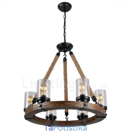 6 Light Ring Vintage Ξύλινος Πολυέλαιος Industrial Wind Loft Wood Γραμμικό κρεμαστό φωτιστικό 6 Light Ring Vintage Ξύλινος Πολυέλαιος Industrial Wind Loft Wood Γραμμικό κρεμαστό φωτιστικό