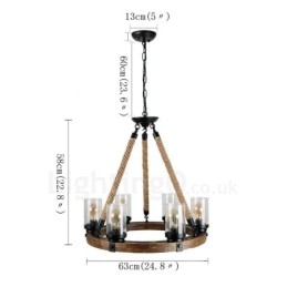 6 Light Ring Vintage Ξύλινος Πολυέλαιος Industrial Wind Loft Wood Γραμμικό κρεμαστό φωτιστικό