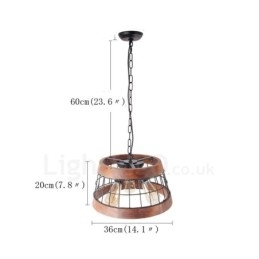 3 Light Ring Vintage Ξύλινος Πολυέλαιος Industrial Wind Loft Wood Γραμμικό κρεμαστό φωτιστικό