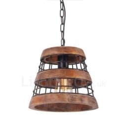 1 Φωτιστικό δαχτυλίδι Vintage Ξύλινος Πολυέλαιος Industrial Wind Loft Ξύλο Γραμμικό κρεμαστό φωτιστικό
