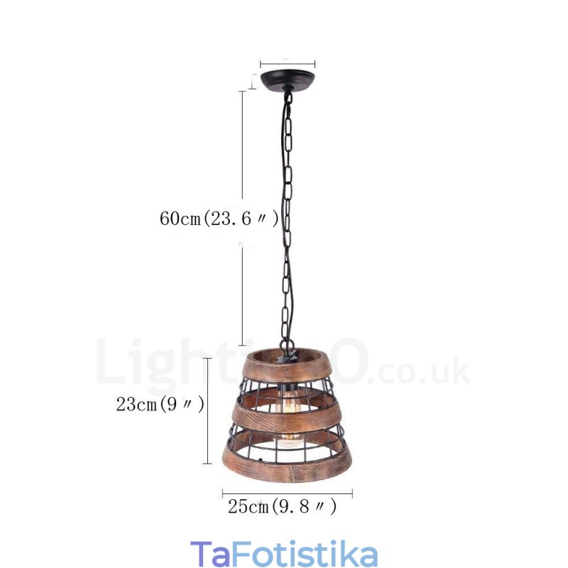 1 Φωτιστικό δαχτυλίδι Vintage Ξύλινος Πολυέλαιος Industrial Wind Loft Ξύλο Γραμμικό κρεμαστό φωτιστικό