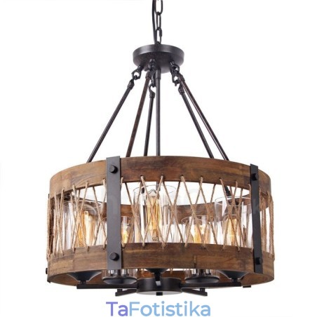 5 Light Drum Vintage Ξύλινος Πολυέλαιος Industrial Wind Loft Wood Γραμμικό κρεμαστό φωτιστικό 5 Light Drum Vintage Ξύλινος Πολυέλαιος Industrial Wind Loft Wood Γραμμικό κρεμαστό φωτιστικό