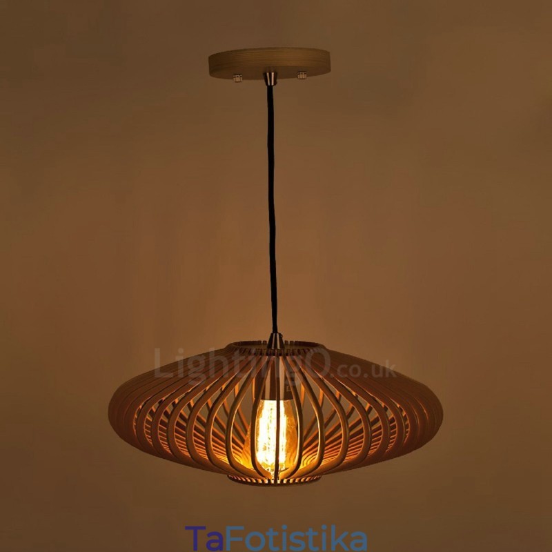 1 Light Lantern Vintage Ξύλινος Πολυέλαιος Industrial Wind Loft Wood Γραμμικό κρεμαστό φωτιστικό