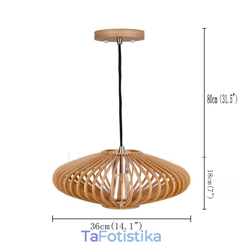 1 Light Lantern Vintage Ξύλινος Πολυέλαιος Industrial Wind Loft Wood Γραμμικό κρεμαστό φωτιστικό