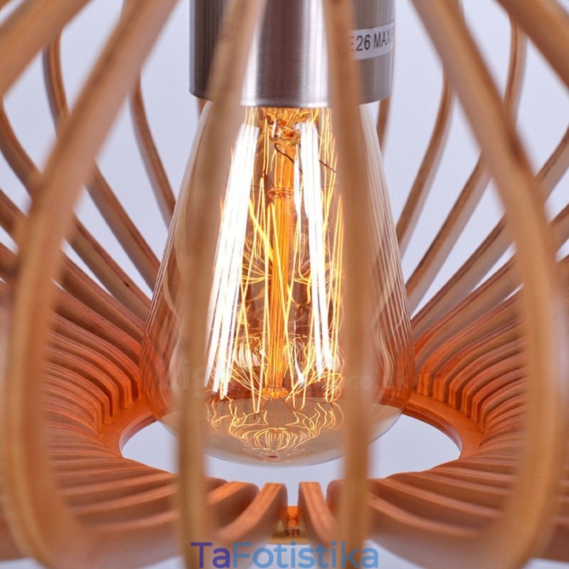 1 Light Lantern Vintage Ξύλινος Πολυέλαιος Industrial Wind Loft Wood Γραμμικό κρεμαστό φωτιστικό