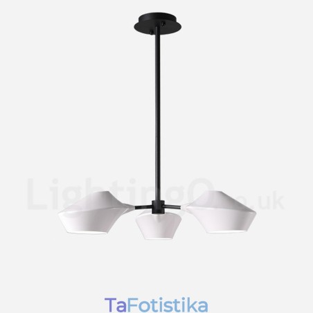 Linear Retro Chandelier 3 Light with Acrylic Shades Outdoors Garage Linear Retro Chandelier 3 Light with Acrylic Shades Outdoors Garage
