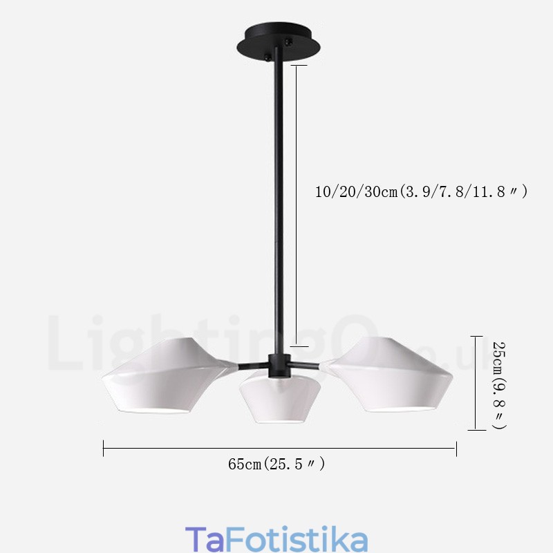 Linear Retro Chandelier 3 Light with Acrylic Shades Outdoors Garage