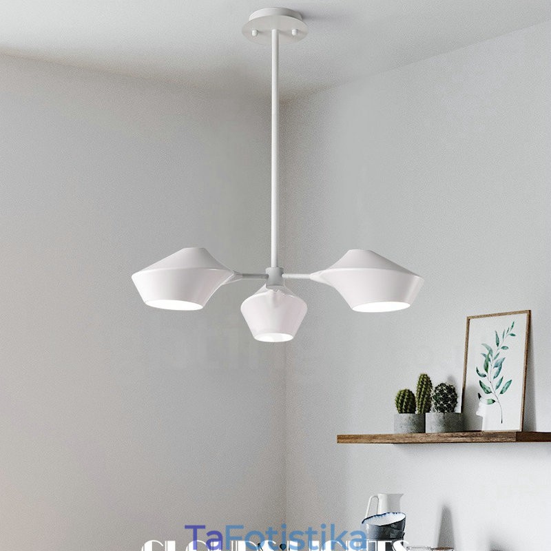 Linear Retro Chandelier 3 Light with Acrylic Shades Outdoors Garage