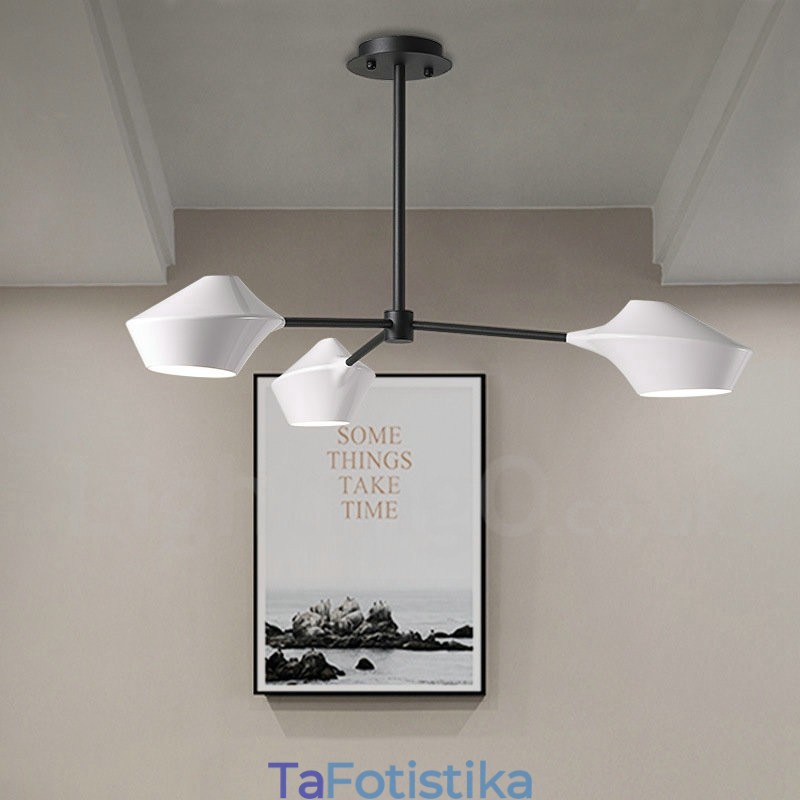 Linear Retro Chandelier 3 Light with Acrylic Shades Outdoors Garage